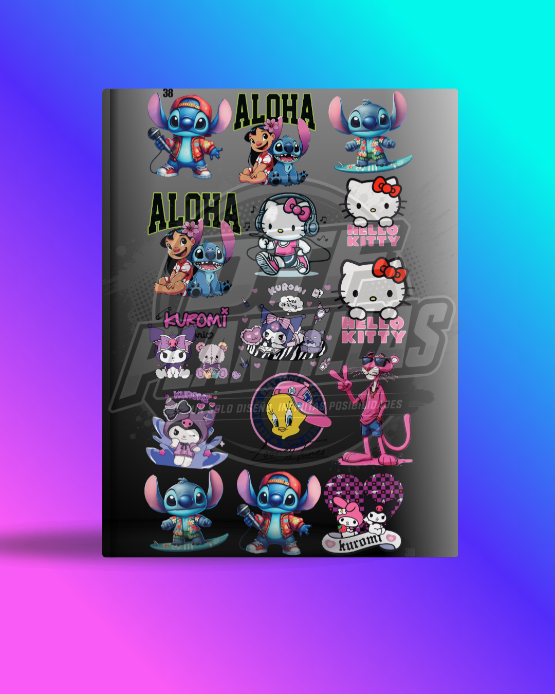 Plantilla Stitch y Hello Kitty